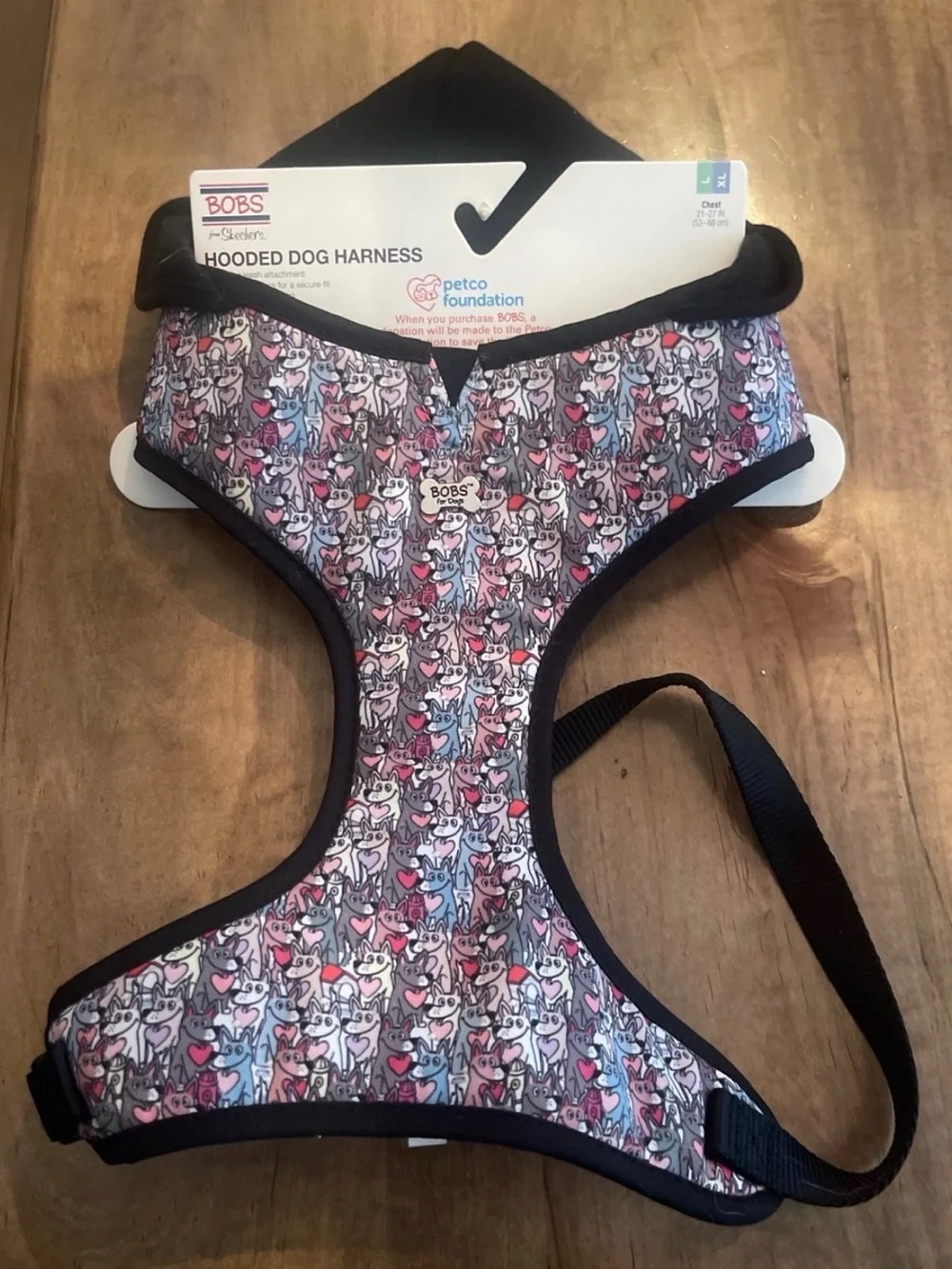 BOBS by Skechers Hooded Dog Harness - Cartoon dog Print nwt sz L/XL